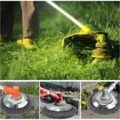 OCXIN Débroussailleuse à Mauvaises Herbes, Brosse à Mauvaises Herbes 200 Mm * 25,4 Mm, Accessoires De Débroussailleuse Professionnels, Brosse Métallique Fine, élimination Efficace De La Mousse, élimination De La Rouille, Désherbage (8 Pouces) -Débroussailleuse Soldes Magasin 67280150 5