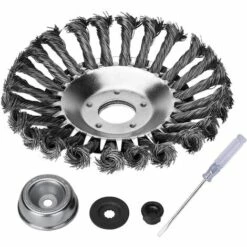 REGALI 6'' Kit De Brosse De Débroussailleuse à Gazon, 150x25,4mm Brosse à Désherber Ronde Pour éliminer Les Mauvaises Herbes, Tête Brosse Avec Roue En Fil D'acier Massif Pour Jardin Agriculture(6 Pouce)