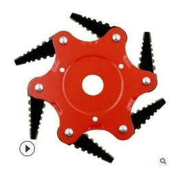 QERSTA Tête De Débroussailleuse En Métal à 6 Dents - Tête De Tondeuse à Gazon De Jardin 2 Commandes - Lame Rouge, Noire